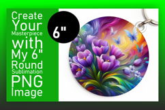 Unique Round Design Keychain Template , Flowers Product Image 1