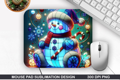 Snowman Mouse Pad Sublimation, Christmas Mouse Pad PNG Product Image 1
