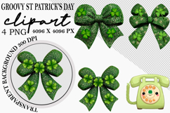 Whimsical Groovy St Patrick’s Day Clipart Watercolor png Product Image 1