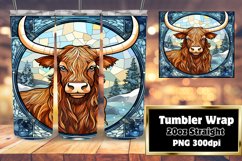 3D Stained Glass Highlands Cow Winter Serenity Tumbler 20oz Product Image 1
