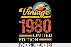 Vintage 1980 Limited edition SVG - 43rd Birthday SVG T-shirt Product Image 1