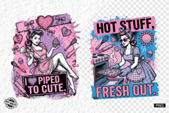 Vintage Summer Girl Baking PNG Product Image 1