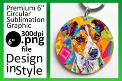 Bright and Fun Dog Round Design Keychain Sublimation Product Image 1