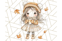 Pumpkin Spice Chibi Girls, Fall Accessories PNG, Cozy Autumn Product Image 4