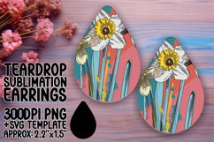 Cheerful Flower Pattern Sublimation Teardrop Earring Design Product Image 1