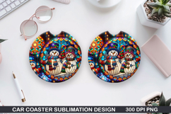 Snowman Car Coaster Sublimation|Christmas Coaster PNG Design Product Image 1