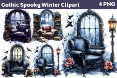 Gothic Spooky Winter Clipart PNG Product Image 1