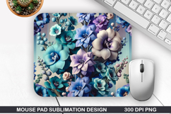 3D Flowers Mouse Pad Sublimation, Flowers Mouse Pad PNG Product Image 1