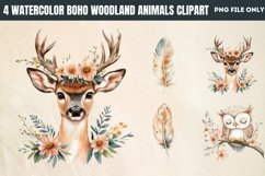 Watercolor Boho Woodland Animals Clipart PNG Product Image 1