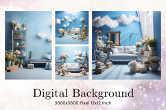 Living Room Couch Backdrops Sofa Summer Background Wallpaper Product Image 1