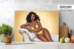 Afro Girl/Woman Melanin braided hair Cutting Board PNG Desig Product Image 1