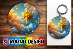 Blissful Round Keychains Sublimation PNG, 3D Flower Product Image 1