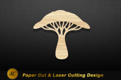 Wooden mushroom silhouette intricate design natural Laser Product Image 1