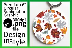 Cozy Fall Round Design Pattern with Watercolor Art Keychain Product Image 1