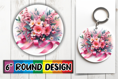 Cheerful Round Keychain PNG, Flowers Product Image 1