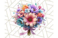 Pastel Flower Bouquet PNG Clipart, Elegant Floral Art Product Image 4