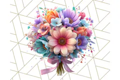 Pastel Flower Bouquet PNG Clipart, Elegant Floral Art Product Image 4