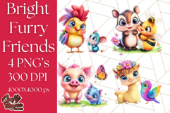 Cute Animal Friends Clipart PNG, Bright Spring Animal Duos Product Image 1