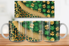 Shamrock and Gold Texture Mug Wrap PNG Sublimation Design Product Image 1