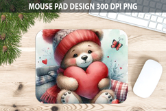 Watercolor Bear Mouse Pad Sublimation - Valentines Png Product Image 1
