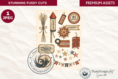 Vintage Patriotic 4th of July fussy cut ephemera sheet Product Image 1