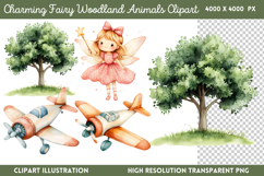 Charming Fairy Woodland Animals Clipart PNG Product Image 1