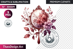 Romantic Flower clipart Rose gold Valentine floral PNG Product Image 1