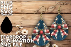 Charming Teardrop Earrings Design PNG, Christmas Bow Product Image 1