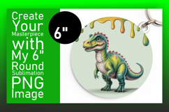 Unique Circle Design Car Coaster Template , Cute Dino Product Image 1