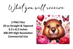 Valentine's Day Beaver Tumbler Wrap Sublimation Design Product Image 2
