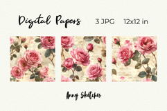 Love Letter Valentine Digital Paper Kit Rococo Patterns Product Image 2