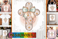 Timeless TOTE BAG Designs PNG, Cross and Bow Product Image 1