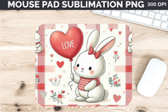 Watercolor Bunny Mouse Pad Sublimation - Valentines PNG Product Image 1