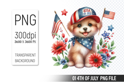 4th of July Dog Clipart PNG, Animal illustration for crafts Product Image 1