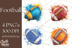 Football Clipart PNG with Team Color Paint Splash Design Product Image 1
