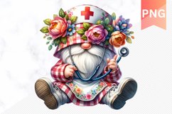 Floral Nurse Gnome Sublimation - Nurse Gnome Sublimation Product Image 1
