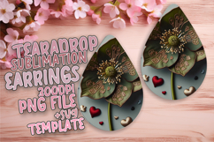 Stylish Teardrop Earrings Template PNG , 3D Flower Product Image 1
