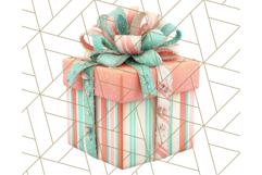 Coral and Aqua Christmas Clipart PNG, Pastel Holiday Art Product Image 4