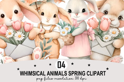 Whimsical Animals Spring Clipart Watercolor png Product Image 1
