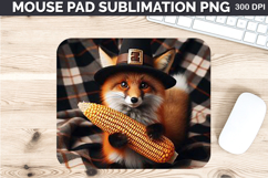 Watercolor Fox Stock Mouse Pad Sublimation -Thanksgiving PNG Product Image 1