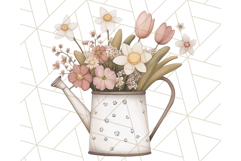 Watering Can Flowers PNG, Rustic Floral Watercolor Clipart Product Image 4