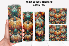 Pumpkins Skinny Tumbler 20oz Wrap Design, Halloween Tumbler Product Image 1