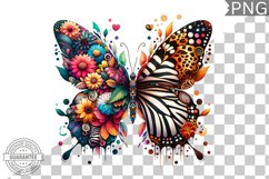 Vibrant Floral Butterfly Sublimation - Clipart PNG Design Product Image 1