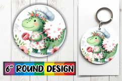 Whimsical Keychain Circle Sublimation, Dino Product Image 1