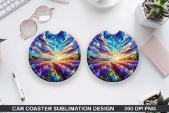 Flower Car Coaster Sublimation| Summer Coaster PNG Design Product Image 1
