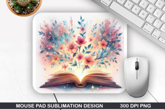 Book Flower Mouse Pad Sublimation, Animals Mouse Pad PNG Product Image 1