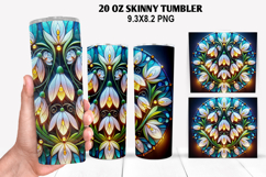 Florals Skinny Tumbler 20oz Wrap Design, Winter Tumbler PNG Product Image 1