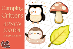 Camping Animals PNG, Forest Critters Campfire Clipart Product Image 1