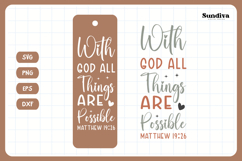 Christian Bookmark Saying SVG | With God All Things Product Image 3