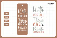 Christian Bookmark Saying SVG | With God All Things Product Image 3